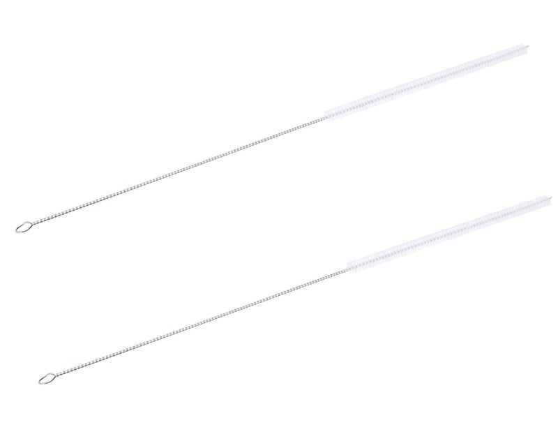 Podoy Straw Brush Pipe Cleaner with 18"" Long White Nylon Bristle Wire Stainless Steel Cleaning Pipe Straw Brush (Pack of 2) - Image 1